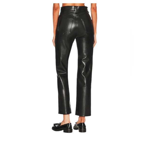 NWOT Agolde Black Recycled Leather Fitted 90's in Detox Pants - Size 29 - Picture 2 of 12